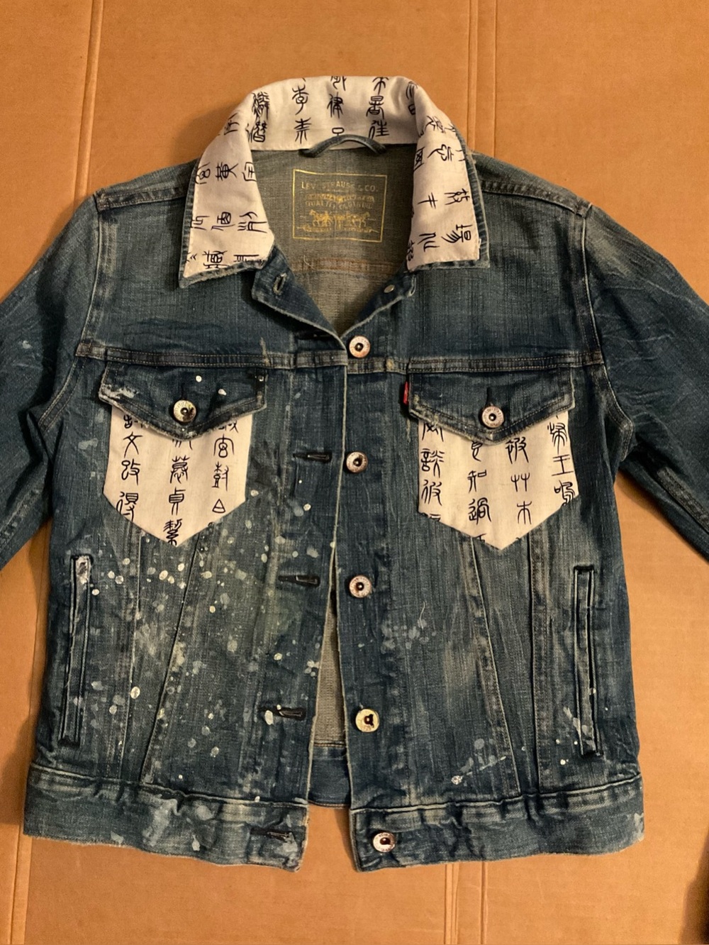 Levi's Denim Jacket with Chinese Calligraphy Script